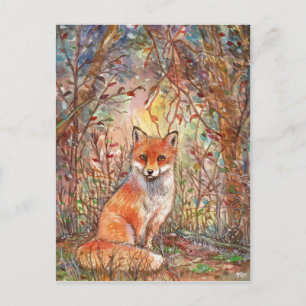 Fox in najaar Bossen Briefkaart