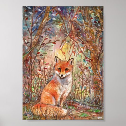 Fox in najaar Bossen Poster (Voorkant)