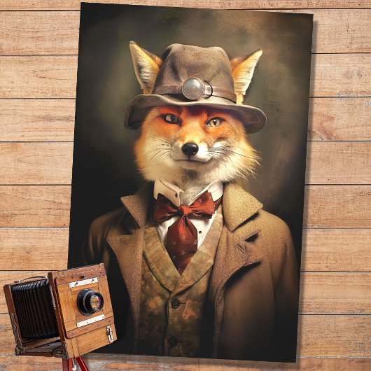 Fox in pak en Pet 1 Decoupage papier