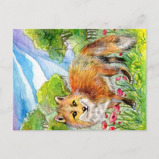 Fox in papaverveld briefkaart (Voorkant)