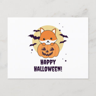 Fox in pomkin sweet foxes Happy Halloween Briefkaart