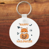 Fox in pomkin sweet foxes Happy Halloween Sleutelhanger (Voorkant)