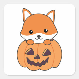Fox in pompoen zoete vossen gelukkig Halloween vie Vierkante Sticker