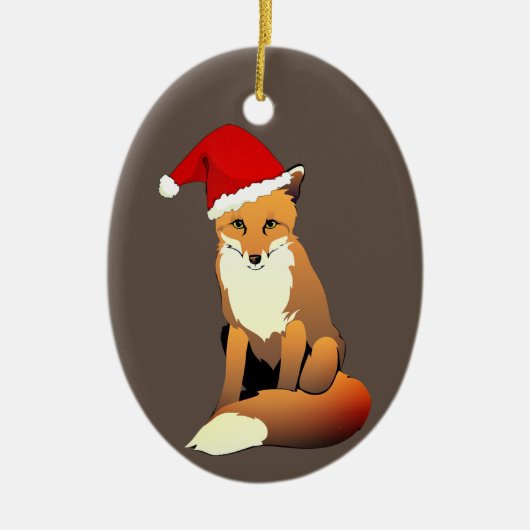 Fox in Santa Hat Keramisch Ornament (Voorkant)