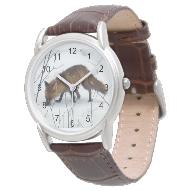 Fox in sneeuw horloge (Gekanteld)