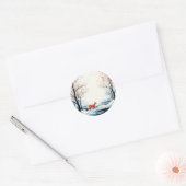 Fox in Sneeuw Ronde Sticker - Kerstmis (Envelop)