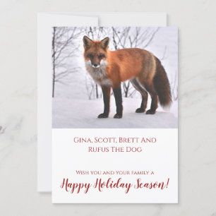 Fox in Sneeuwfeest met Natuur Feestdagenkaart