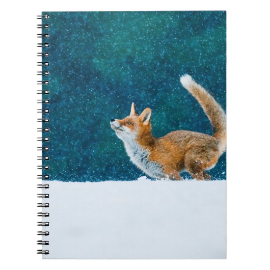 Fox in sneeuwval. Rode vos, vulpes, springen i Notitieboek (Voorkant)
