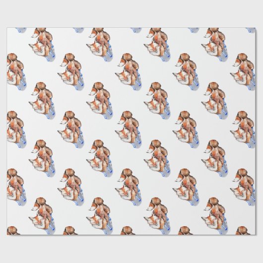 Fox in Sokken Cadeaupapier (Vlak)