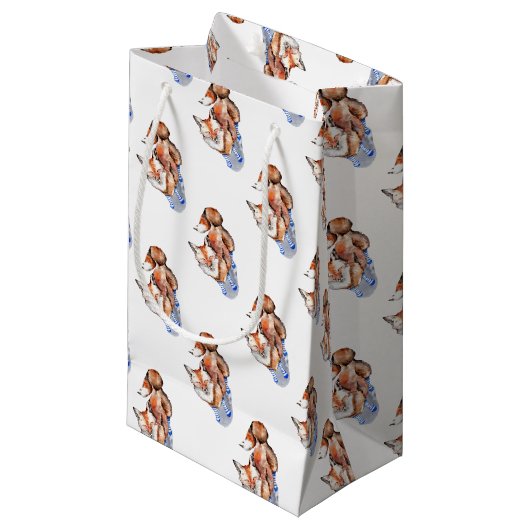 Fox in Sokken Klein Cadeauzakje (Voorkant Gekanteld)