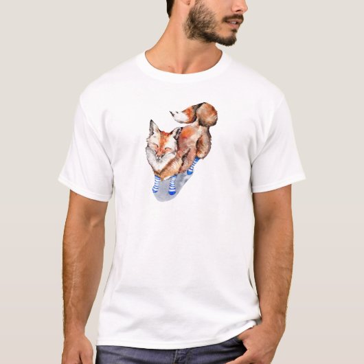 Fox in Sokken T-shirt (Voorkant)