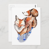 Fox in soks briefkaart (Voorkant / Achterkant)