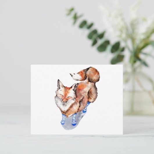 Fox in soks briefkaart (Staand voorkant)