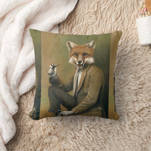 fox in Suit Throw Cushion Kussen (Deken)