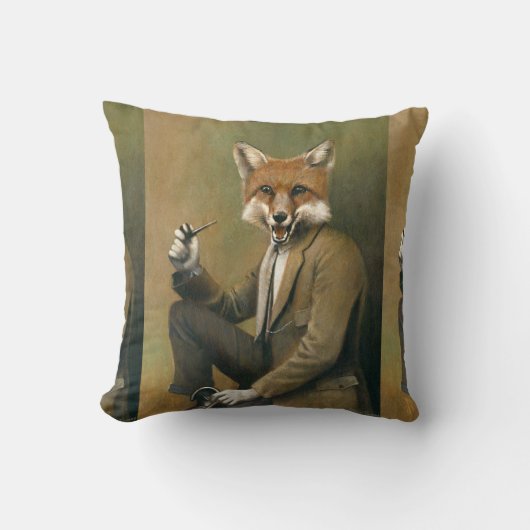 fox in Suit Throw Cushion Kussen (Voorkant)