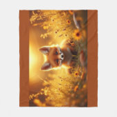 Fox in the flowers at sunrise fleece deken (Voorkant)