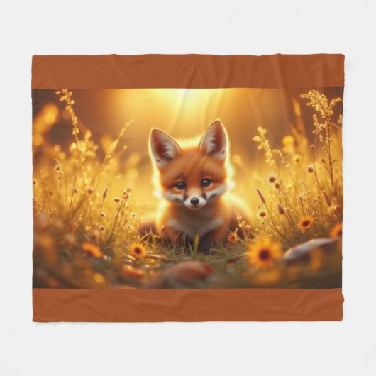 Fox in the flowers at sunrise fleece deken (Voorkant (Horizontaal))