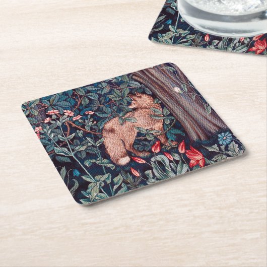 Fox in The Forest, William Morris Kartonnen Onderzetters (Schuin)