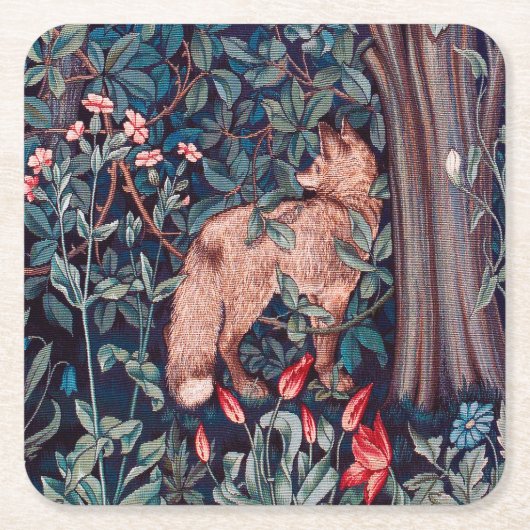 Fox in The Forest, William Morris Kartonnen Onderzetters (Voorkant)