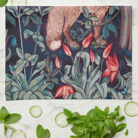 Fox in The Forest, William Morris Theedoek (Gevouwen)