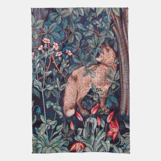 Fox in The Forest, William Morris Theedoek (Verticaal)
