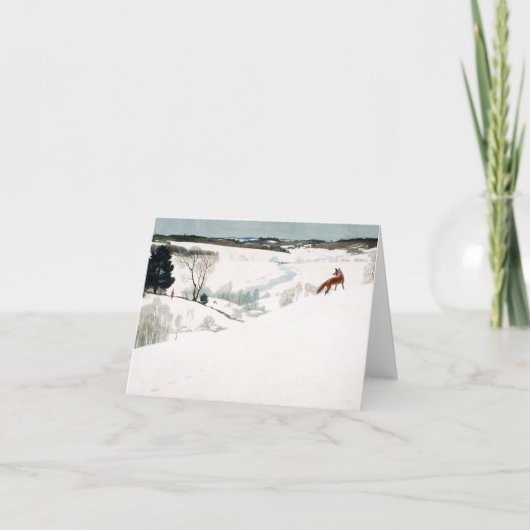 Fox in the Snow, 1935, van Newell Convers Wyeth Bedankkaart (Voorkant)