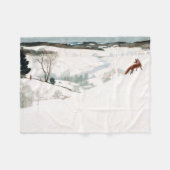 Fox in the Snow, 1935, van Newell Convers Wyeth Fleece Deken (Voorkant (Horizontaal))