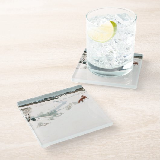 Fox in the Snow, 1935, van Newell Convers Wyeth Glazen Onderzetter (Schuin)