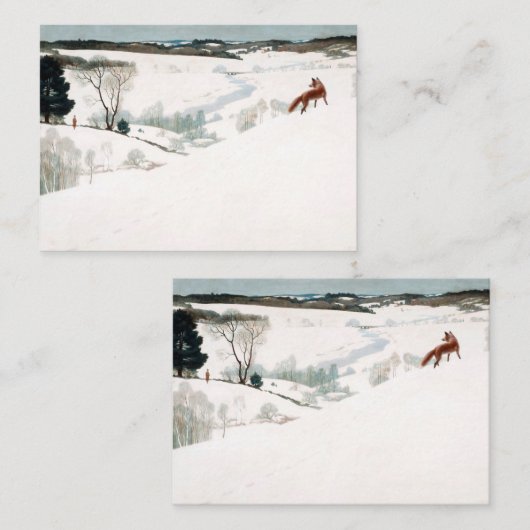 Fox in the Snow, 1935, van Newell Convers Wyeth Notitiekaartje (Voorkant / Achterkant)