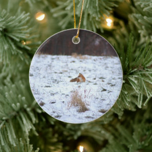 Fox in the Snow Keramisch Ornament