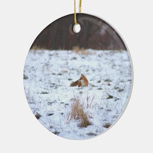 Fox in the Snow Keramisch Ornament (Links)