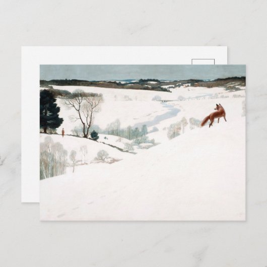 Fox in the Snow van Newell Convers Wyeth Feestdagenkaart (Voorkant / Achterkant)