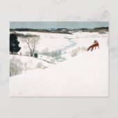 Fox in the Snow van Newell Convers Wyeth Feestdagenkaart (Voorkant)