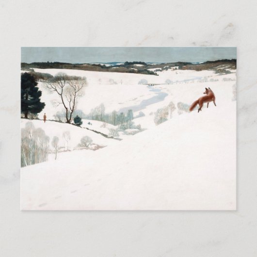 Fox in the Snow van Newell Convers Wyeth Feestdagenkaart (Voorkant)