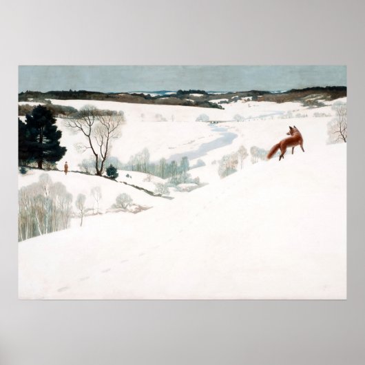 Fox in the Snow van Newell Convers Wyeth Poster (Voorkant)