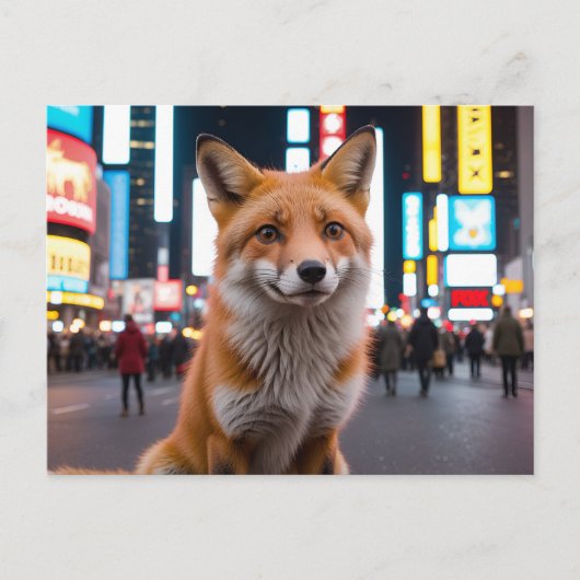 Fox in Times Square Feestdagenkaart (Voorkant)