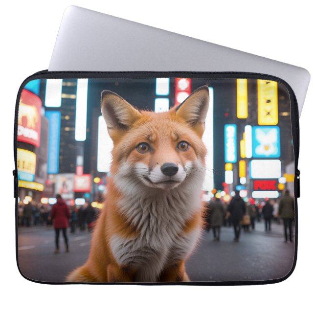 Fox in Times Square Laptop Sleeve (Voorkant)