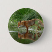 Fox in vijver ronde button 5,7 cm (Voorkant)