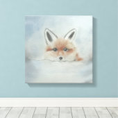 Fox in winter canvas art (Insitu (Houten vloer))