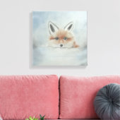 Fox in winter canvas art (Insitu (Woonkamer))