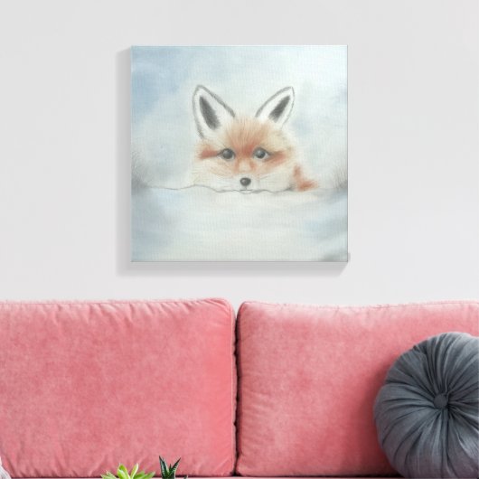 Fox in winter canvas art afdruk (Insitu (Woonkamer))