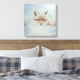 Fox in winter canvas art afdruk