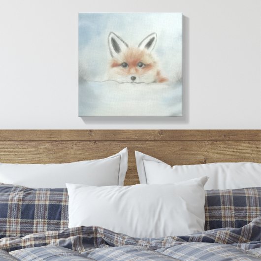 Fox in winter canvas art afdruk (Insitu (Slaapkamer))