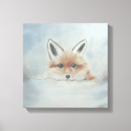 Fox in winter canvas art afdruk