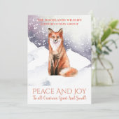 Fox In Winter Sneeuw Zakelijke Kerstvakantie Feestdagenkaart (Staand voorkant)