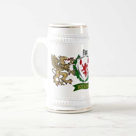Fox Irish Shield Beer Stein Bierpul (Voorkant links)