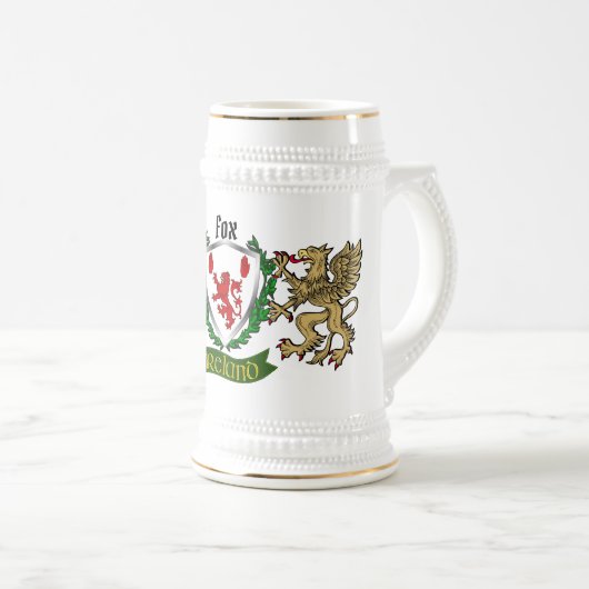 Fox Irish Shield Beer Stein Bierpul (Voorkant rechts)