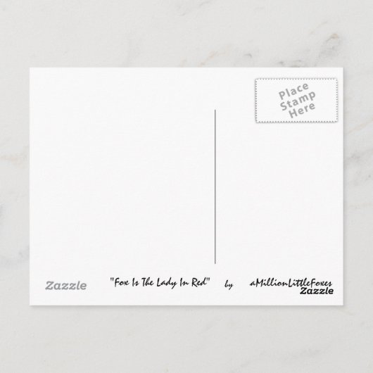 Fox is de dame in het rood briefkaart (Achterkant)