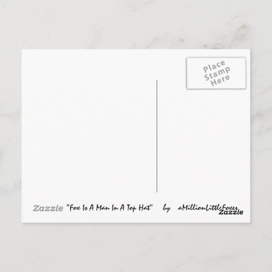 Fox is een Man in een bovenste hoed" Briefkaart (Achterkant)