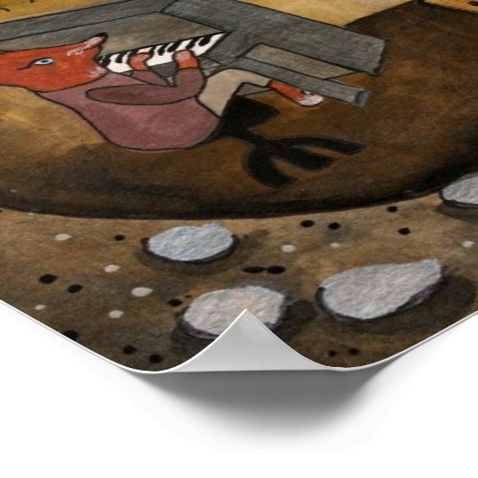 Fox Jam - Two Foxes Playing Music Poster (Hoek)